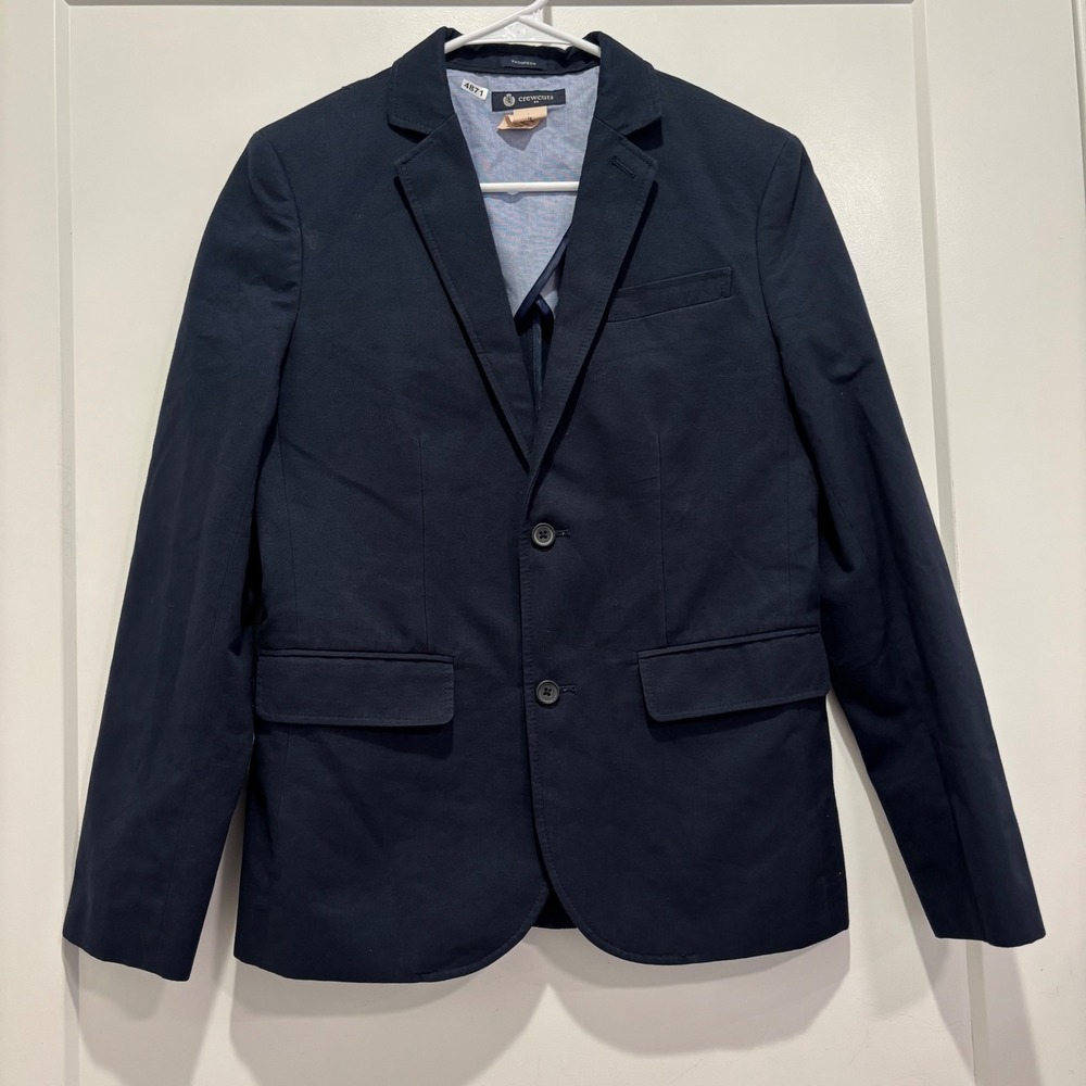 Crewcuts J.Crew Boys Thompson Blazer Navy Blue Cotton Chino Jacket Size 14